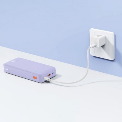 Powerbank 20000mAh Airpow Fast Charge 20W z kablem USB USB-C 50cm - fioletowy
