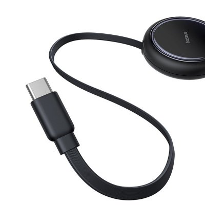 Kabel przewód zwijany USB-C - 2 x USB-C Bright Mirror Series 100W 1m - czarny