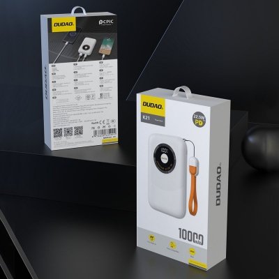 Powerbank K21 Mini 10000mAh 22.5W USB-A / USB-C - beżowy