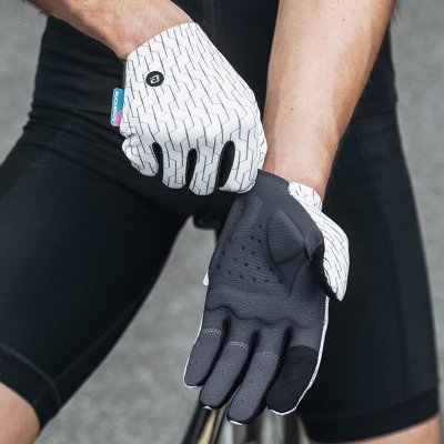 Rękawiczki sportowe rowerowe pełne wiosenno-letnie rozmiar M - biało-czarne