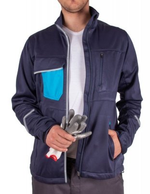 Bluza softshell robocza męska-trójwarstwowy materiał wodoodporny z membraną-FIRI : Nazwa własna koloru - Granatowy, Rozmiar - M