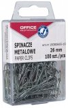 SPINACZE METALOWE 26MM OFFICE PRODUCTS SREBRNE 100SZT.