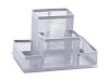 PRZYBORNIK NA BIURKO 153X103X100MM Q-CONNECT OFFICE SET SREBRNY METALOWA SIATKA