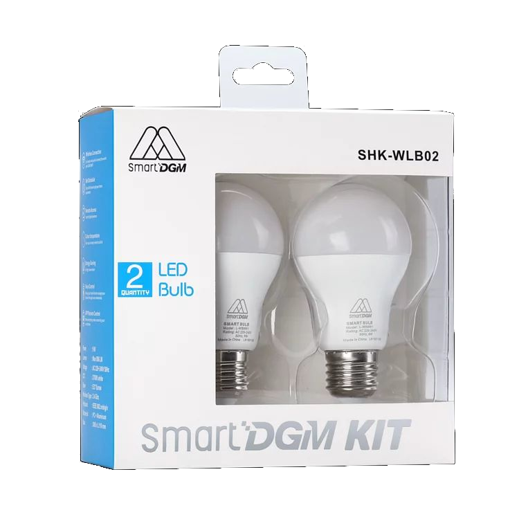 ŻARÓWKA LED 9 W BIAŁA DGM SMART LED BULB SHK-WLB02 GWINT E27 2700 K 806 LM WIFI 2.4 2SZT