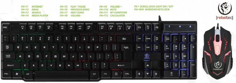 REBELTEC KLAWIATURA+MYSZ PRZEWODOWA DLA GRACZY OPPRESSOR GAMING