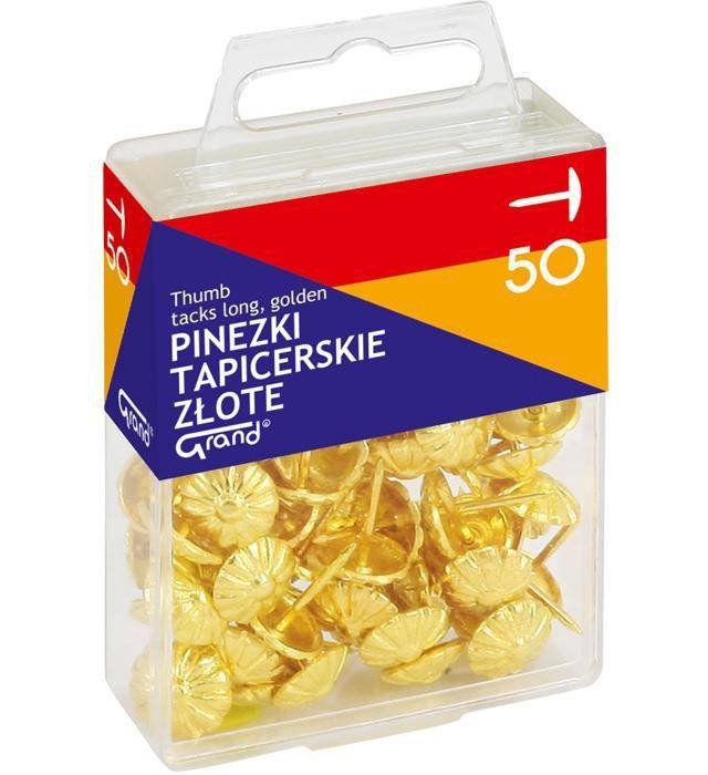 PINEZKI TAPICERSKIE ZŁOTE W POJEMNIKU PLASTIKOWYM GRAND 110-1482 50SZT