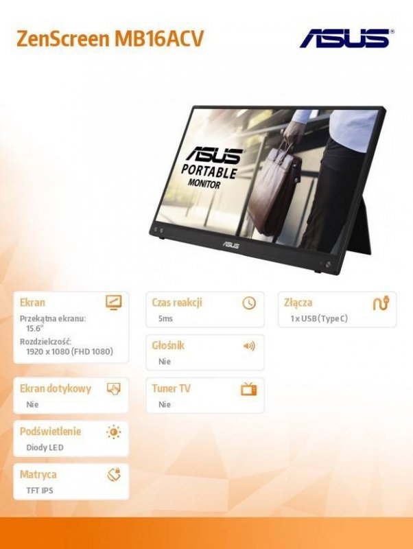 ASUS MONITOR ZENSCREEN MB16ACV BK/5MS/EU USB-C