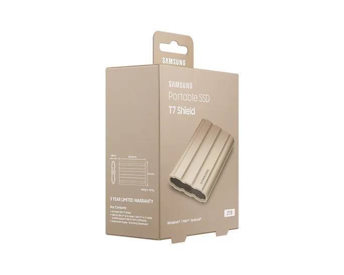 SAMSUNG DYSK SSD T7 SHIELD 2TB USB 3.2, BEŻOWY