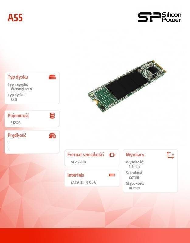 SILICON POWER DYSK SSD A55 512GB M.2 560/530 MB/S