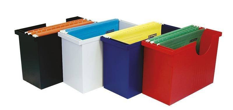 PUDŁO ARCHIWIZACYJNE 330X260X160MM DONAU Z 5 TECZKAMI SZARY PLASTIK