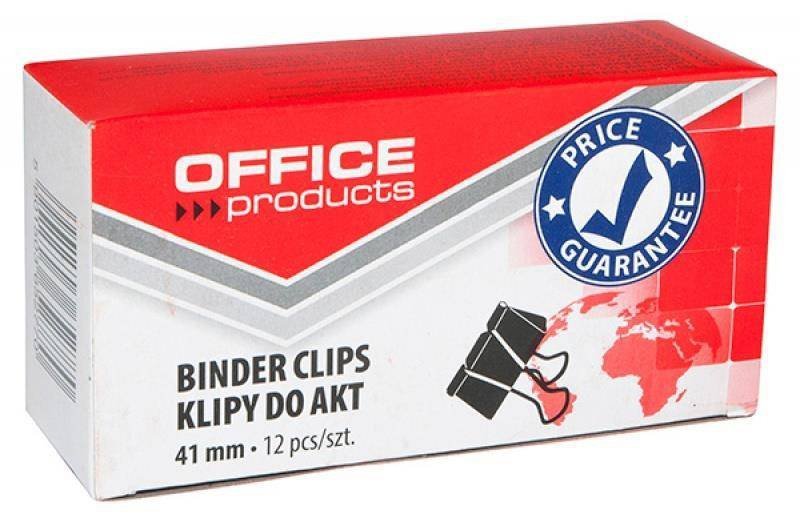 KLIPY 41MM OFFICE PRODUCTS CZARNE 12SZT