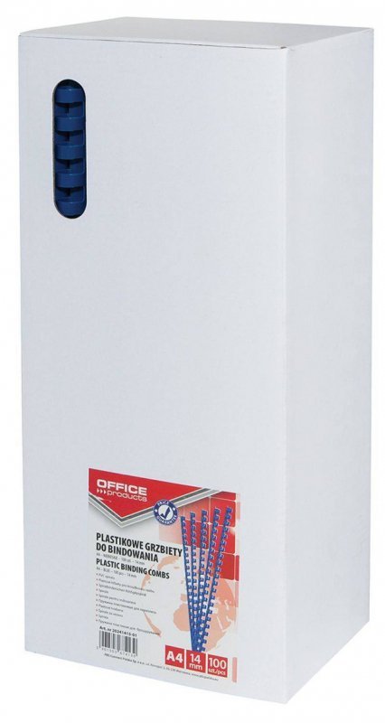 GRZBIET PLASTIKOWY 14MM (125 KARTEK) OFFICE PRODUCTS NIEBIESKI 100 SZT.