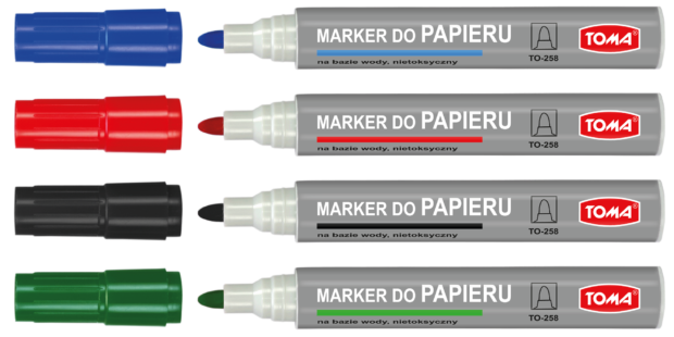 MARKER PERMANENTNY TOMA 258 TO-258 MIX*4 OKRĄGŁA KOŃCÓWKA 4SZT