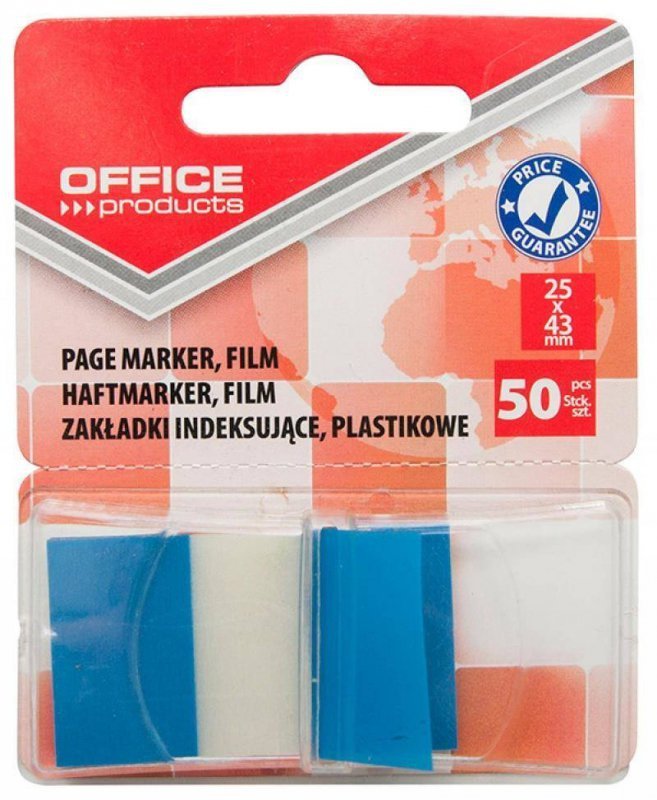 ZAKŁADKI INDEKSUJĄCE FOLIOWE 25X43MM OFFICE PRODUCTS NIEBIESKIE 50 SZT