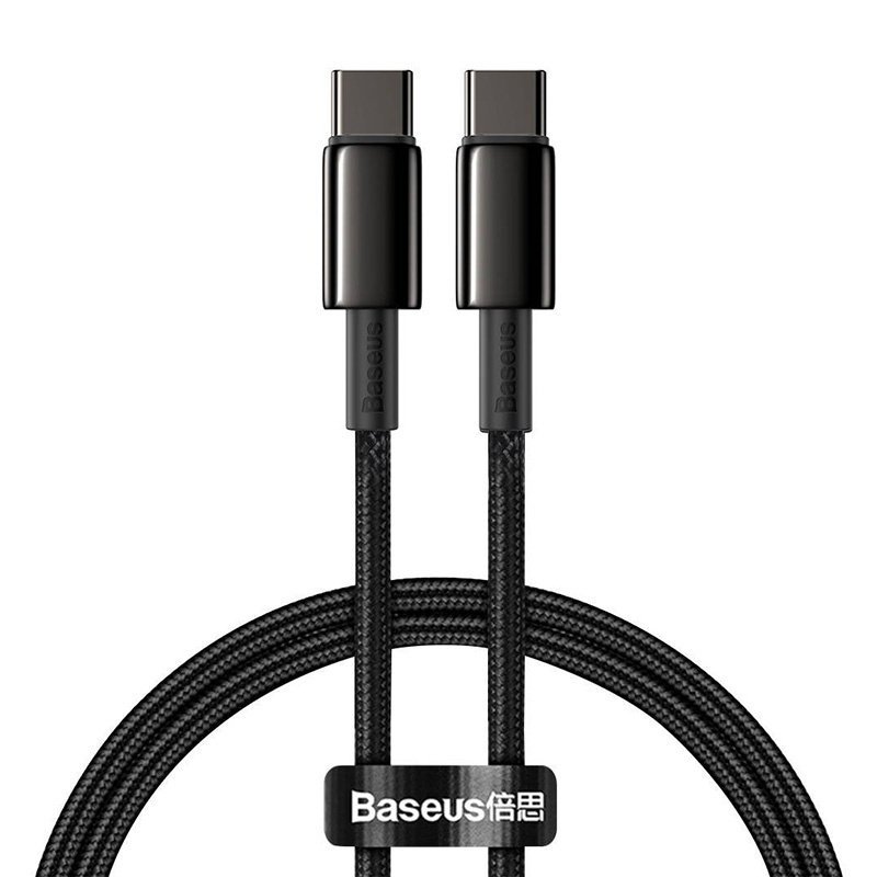Kabel USB-C do USB-C Baseus Tungsten Gold, 100W, 1m (czarny)