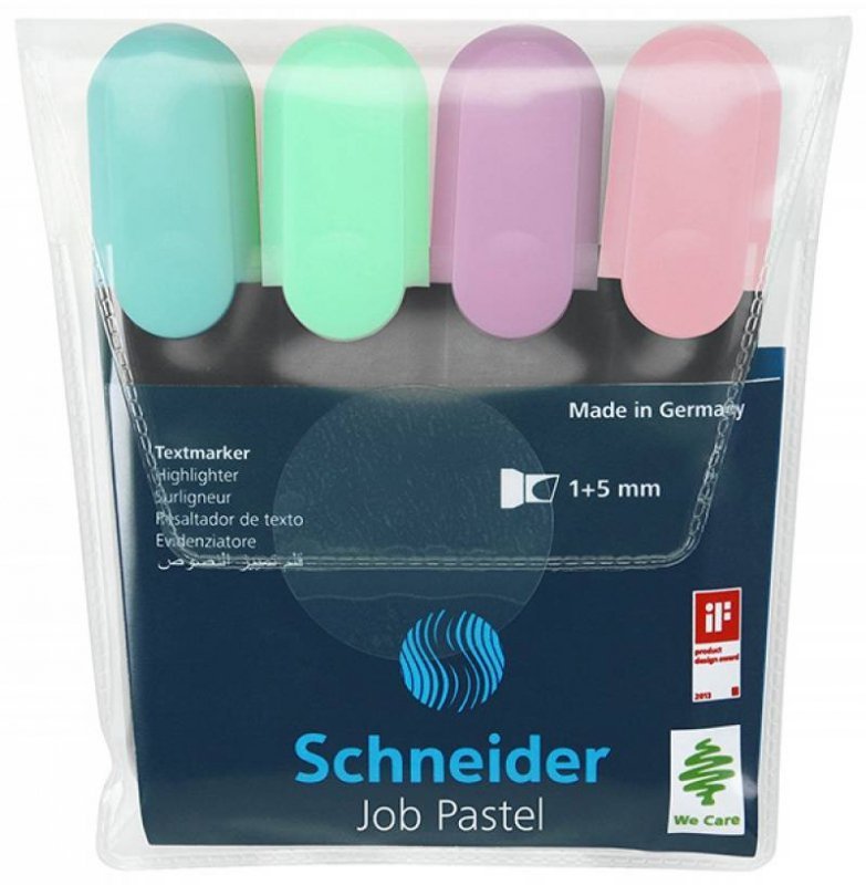 ZAKREŚLACZE SCHNEIDER JOB PASTEL MIX KOLORÓW 1-5MM 4SZT