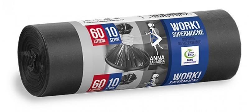 WORKI NA ŚMIECI SUPERMOCNE ANNA ZARADNA CZARNE 60L 10SZT