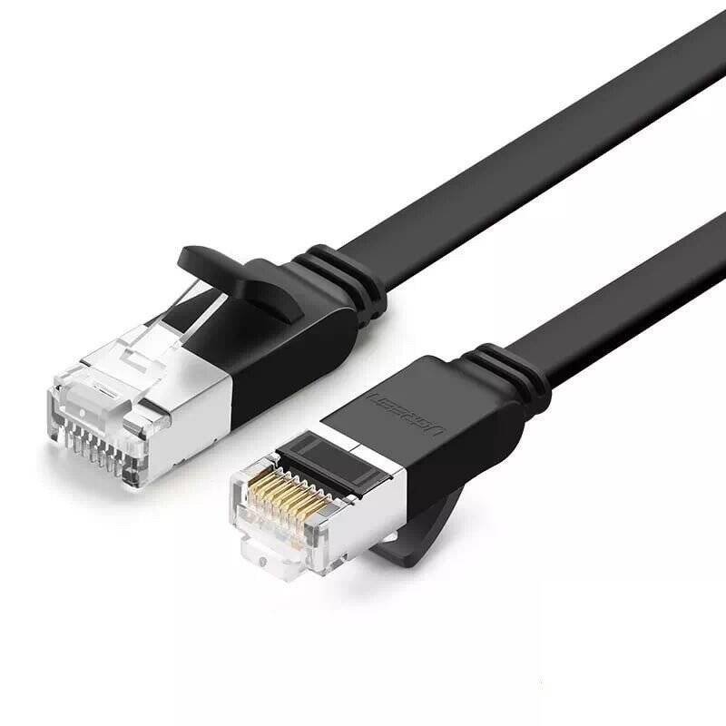 PŁASKI KABEL SIECIOWY UGREEN NW101 Z METALOWYMI WTYCZKAMI, ETHERNET RJ45, CAT.6, UTP, 2M (CZARNY)