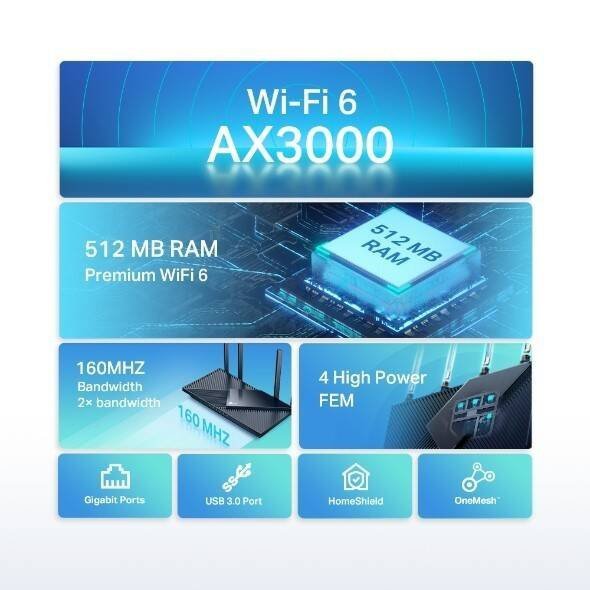 TP-LINK ROUTER ARCHER AX55 AX3000 4LAN 1WAN 1USB