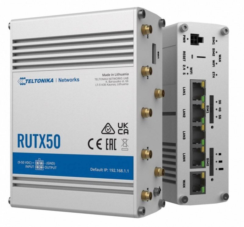TELTONIKA ROUTER 5G RUTX50 DUAL SIM, GNSS, WIFI, 4XLAN, USB2.0