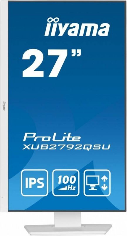 IIYAMA MONITOR 27 CALI PROLITE XUB2792QSU-W6 IPS,QHD,HAS(150MM),100HZ,4XUSB3.2,SLIM