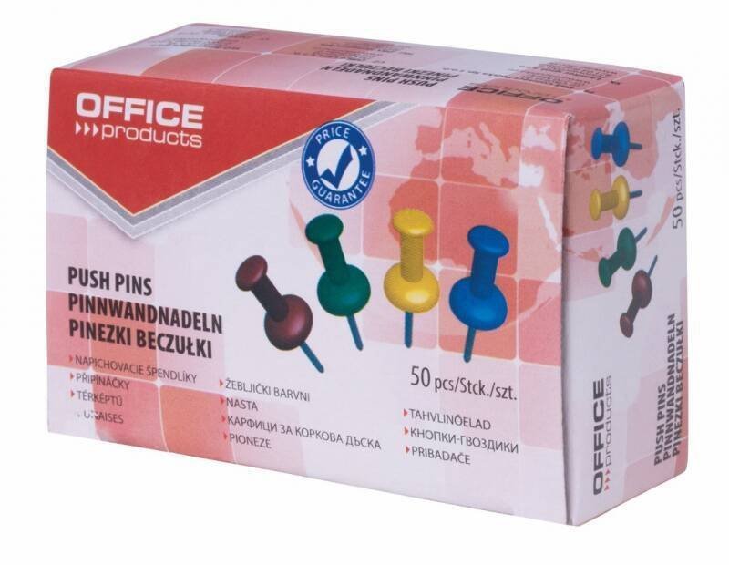 PINEZKI TABLICOWE KOLOROWE OFFICE PRODUCTS 50SZT