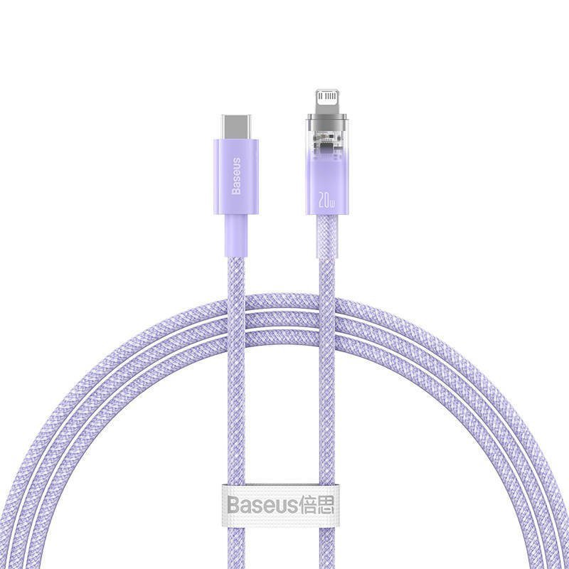 KABEL SZYBKO ŁADUJĄCY BASEUS USB-C DO LIGHTNING EXPLORER SERIES 1M, 20W (FIOLETOWY)