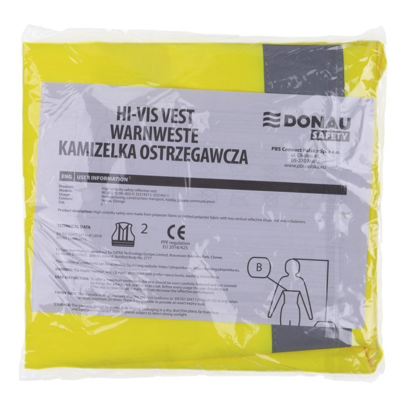 KAMIZELKA ODBLASKOWA ŻÓŁTA DONAU SAFETY M