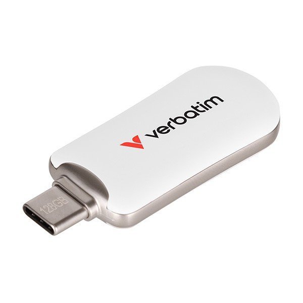 Verbatim USB flash disk, USB C, 128GB, Plectra, biały, 30229, USB C