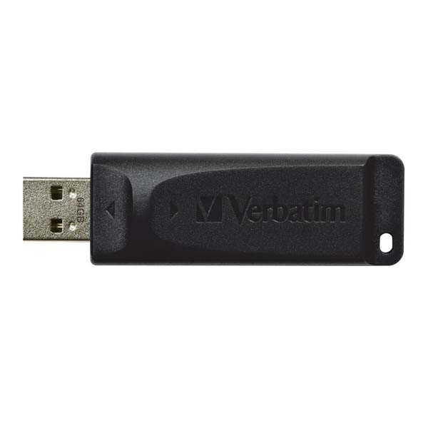 Verbatim USB flash disk, USB 2.0, 64GB, Slider, czarny, 98698, USB A, z wysuwanym złączem