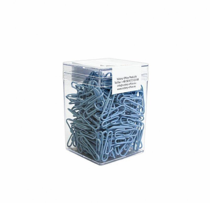 SPINACZE OKRĄGŁE 28MM VICTORY OFFICE PRODUCTS 60286H300-073 PASTELOWE CIEMNONIEBIESKIE METALOWE POWLEKANE W POJEMNIKU PLASTIKOWY
