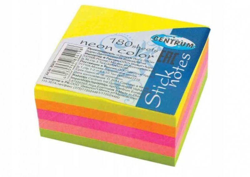 NOTES KOSTKA SAMOPRZYLEPNA KOLOROWA - 50x50mm
