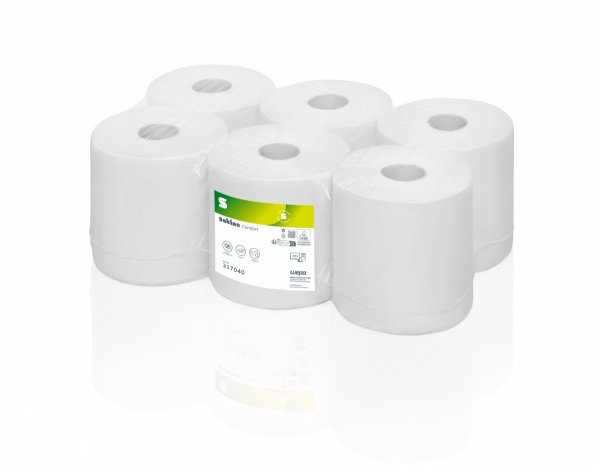 RECZNIK W ROLI  300 mb X 20 cm, SATINO COMFORT, BIAŁY,  2 WARSTWY, ROZWIJANY OD WEWNĄTRZ, OPAKOWANIE 6 SZTUK