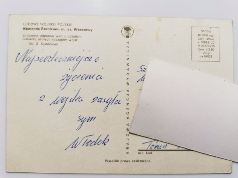 LUDOWE WOJSKO POLSKIE. KOMENDA GARNIZONU M. ST. WARSZAWY FOT. SYNDOMAN