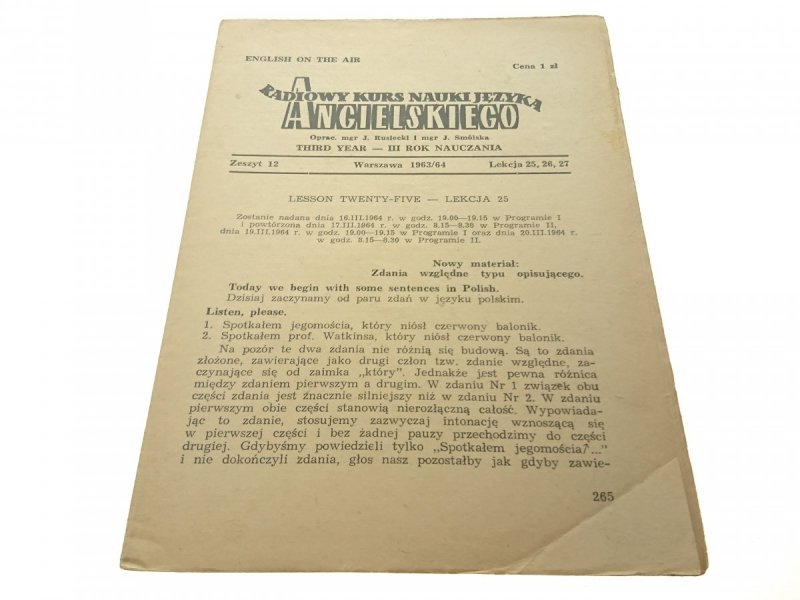 RADIOWY KURS NAUKI JĘZYKA ANGIELSKIEGO 12 III ROK