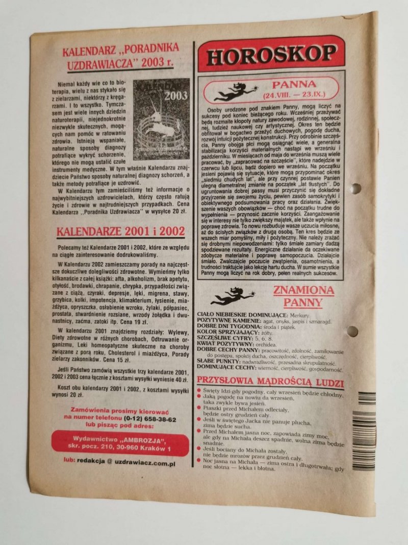 PORADNIK UZDRAWIACZA NR 9/130 WRZESIEŃ 2003 r.