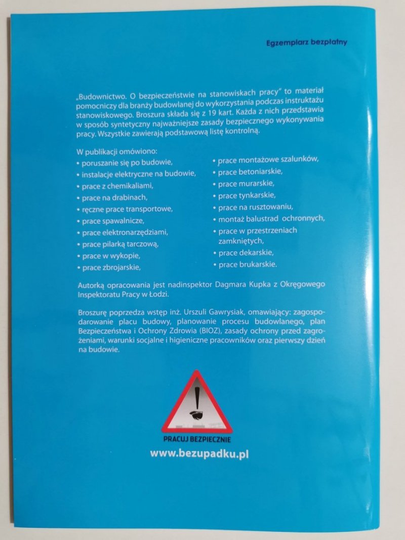 BUDOWNICTWO. BEZPIECZEŃSTWO NA STANOWISKACH PRACY 