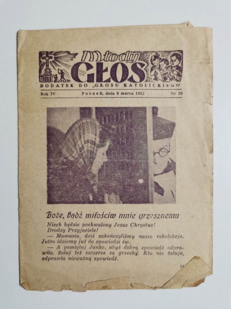 MŁODY GŁOS DODATEK DO GŁOSU KATOLICKIEGO NR 10 ROK IV POZNAŃ DNIA 9 MARCA 1952