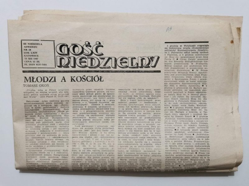 GOŚĆ NIEDZIELNY III NIEDZIELA ADWENTU NR 50 ROK LXIV KATOWICE 12 XII 1987