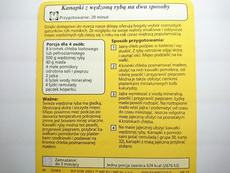 KARTA KULINARNA NR 4 KANAPKI Z WĘDZONĄ RYBĄ NA DWA