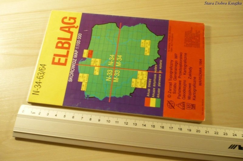 ELBLĄG. MAPA TOPOGRAFICZNA POLSKI (1994)