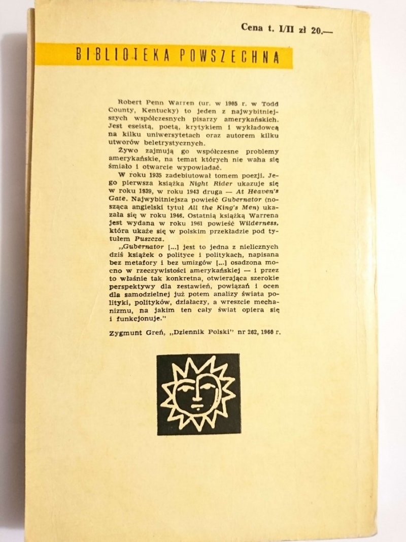 GUBERNATOR TOM I - Robert Penn Warren 1964