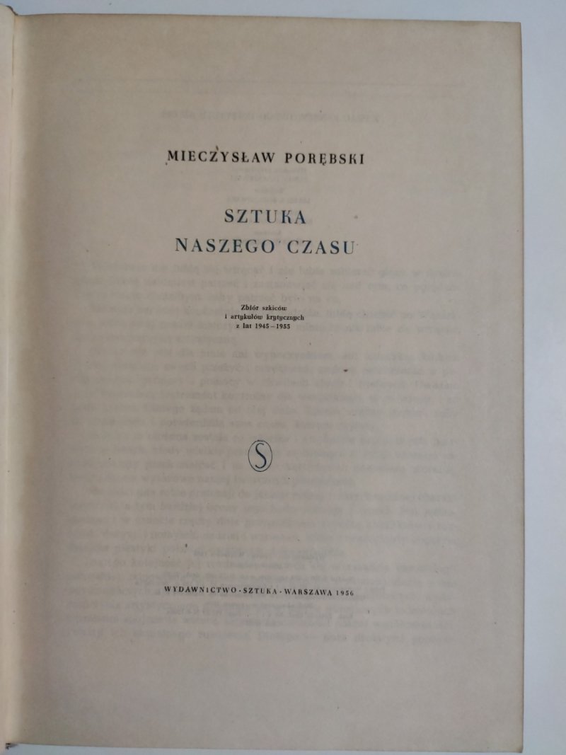 SZTUKA NASZEGO CZASU - Mieczysław Porębski