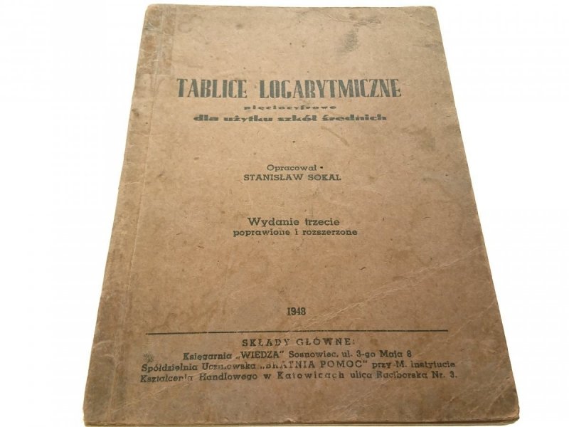 TABLICE LOGARYTMICZNE - Stanisław Sokal 1948