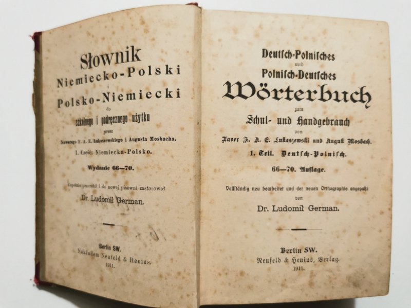 SŁOWNIK NIEMIECKO POLSKI- POLSKO NIEMIECKI 1911 - Ludomił German