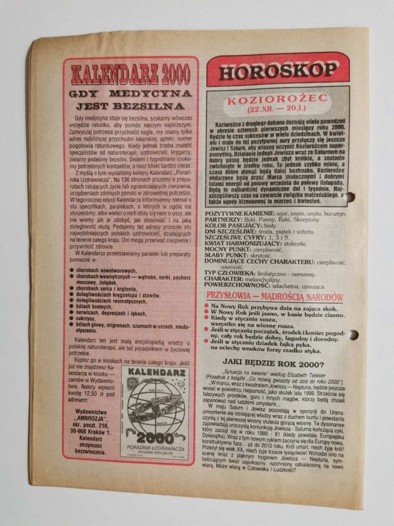 PORADNIK UZDRAWIACZA NR 1/86 STYCZEŃ 2000 r.