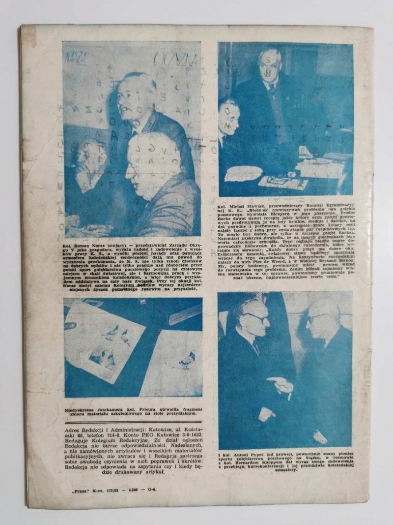 HODOWCA GOŁĘBI POCZTOWYCH NR 1 1962