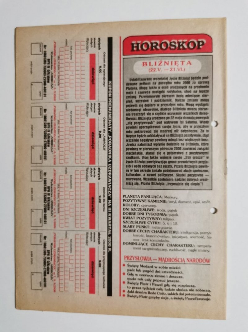 PORADNIK UZDRAWIACZA NR 6/91 CZERWIEC 2000 r.