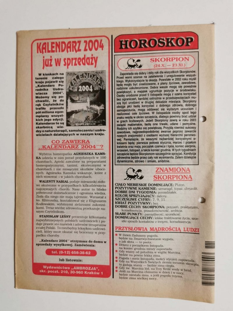 PORADNIK UZDRAWIACZA NR 11/132 LISTOPAD 2003 r.