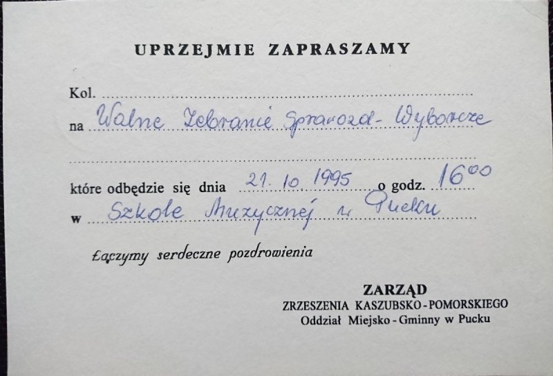 ZAPROSZENIE. ZRZESZENIE KASZUBSKO-POMORSKIE